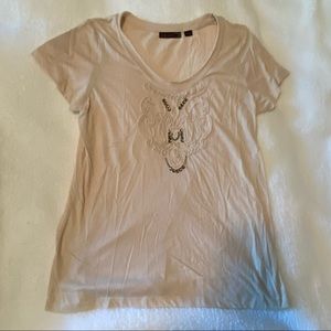 Metallic accent t shirt.